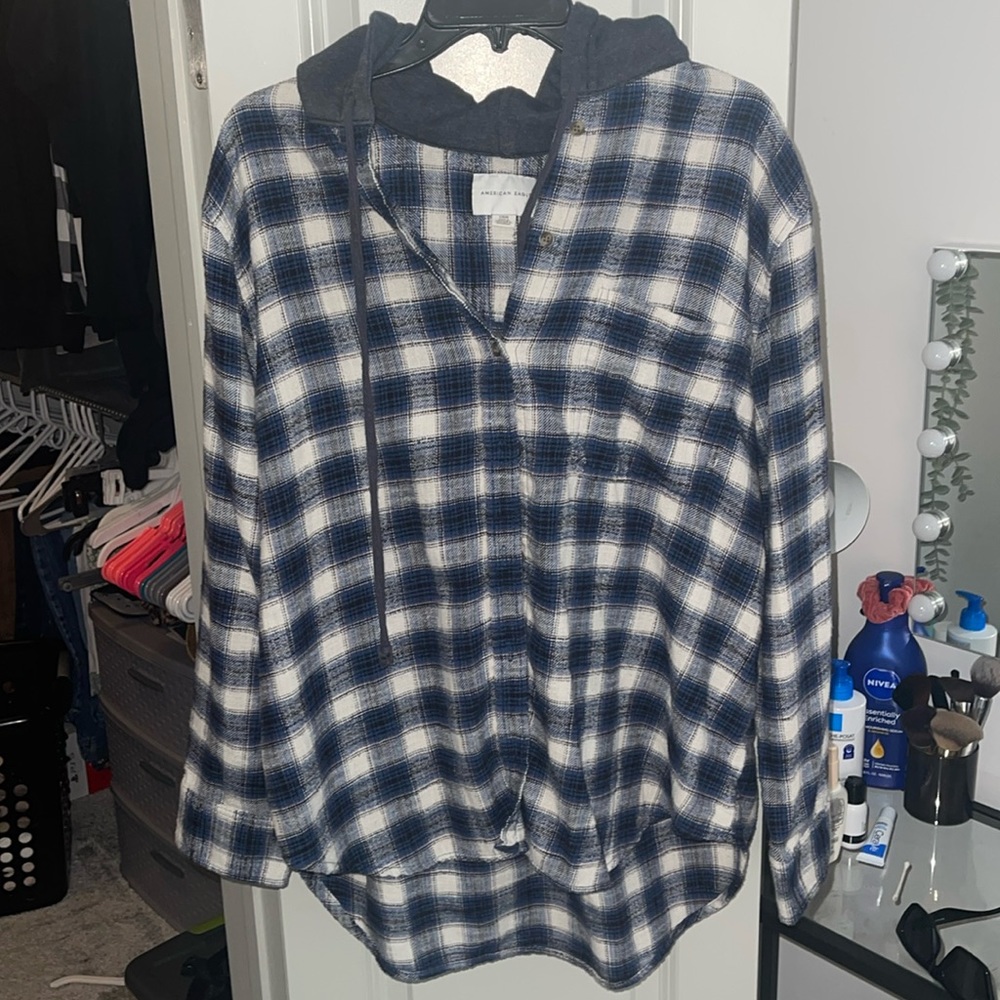 AEO Navy Button Up Flannel